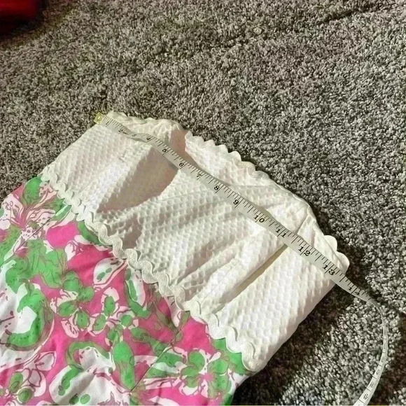 Lilly Pulitzer Strapless Dress Size 4 Tie Back Floral White Green Pink - Picture 5 of 11